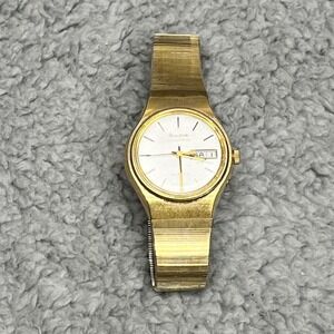 Bulova Accutron Wrist Watch Vtg Mens N8 Quartz Dual-Day Gold Water Res Untested